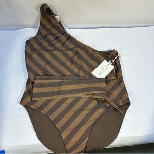 Baiia Espresso Reversible One-Shoulder two piece swimsuit 14 top 16 bottom